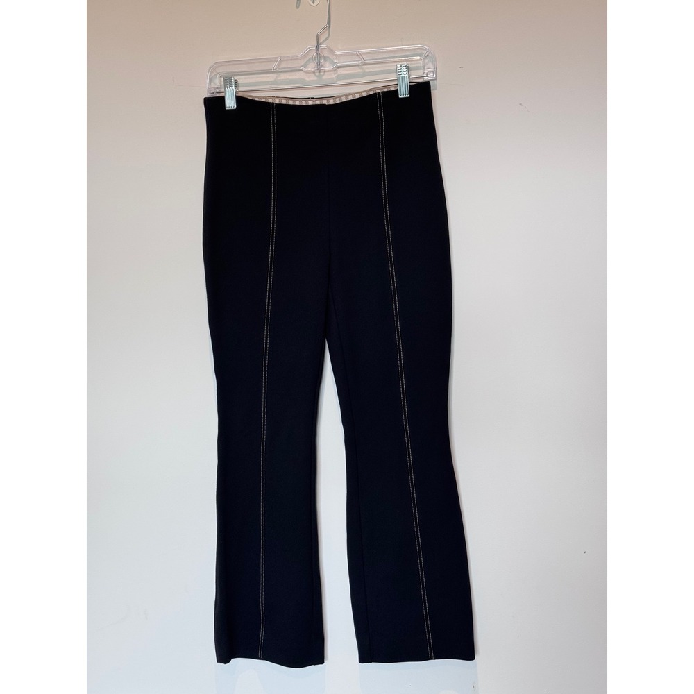 Anthropologie The Essential Crop Flare Black Contrast Stitch Pants XS